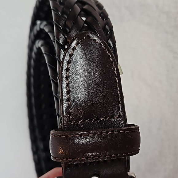 Fossil | Men's Classic Brown Woven Roller Leather Silver Tone Buckle Belt Sz 38 - Picture 3 of 13